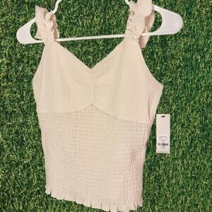 Francescas cream ruffle tank top NWT